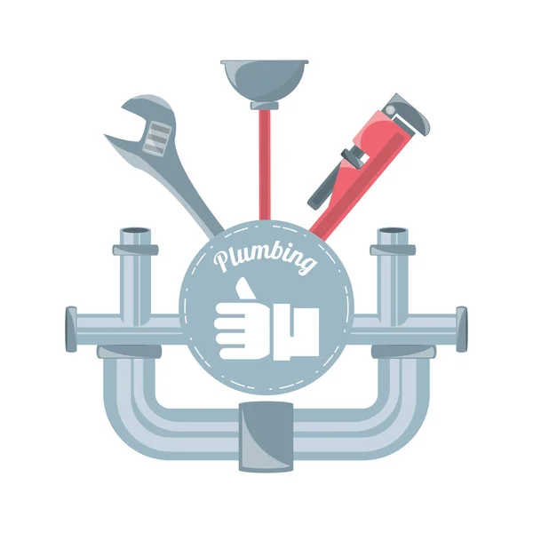 Set plano icono herramientas fontanería — Vector de stock