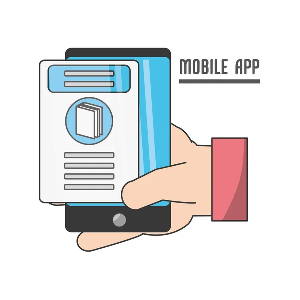 Hand met technologie smartphone — Stockvector