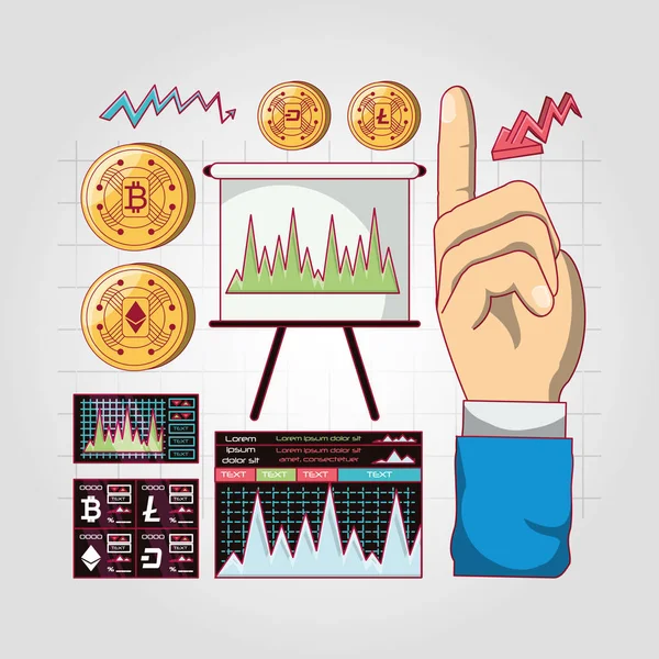 Negoziazione di progettazione criptovaluta — Vettoriale Stock