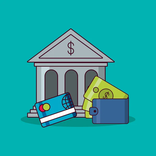 Bankovní budova a peníze design — Stockový vektor