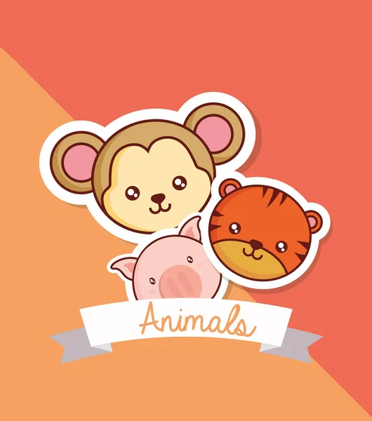 Design drăguț animale — Vector de stoc