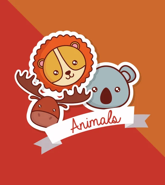 Design drăguț animale — Vector de stoc