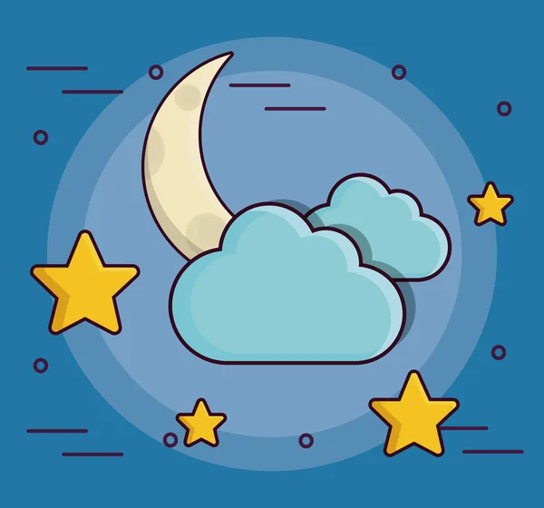 Moon stars and clouds icon — Stock Vector