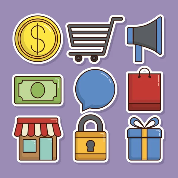 Iconos relacionados con compras — Vector de stock