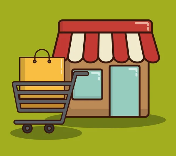 Icono de tienda y carrito de compras — Vector de stock