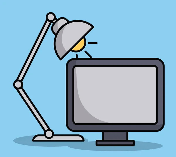 computer and desk lamp icon