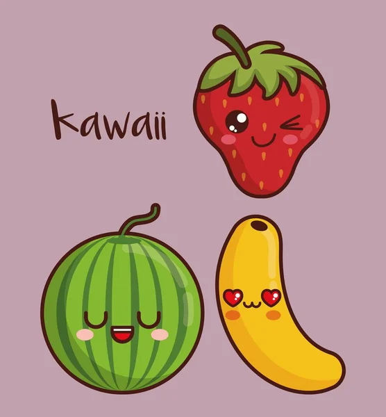 Icono de la fruta kawaii — Vector de stock