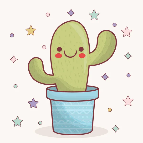 Icono de cactus kawaii — Vector de stock