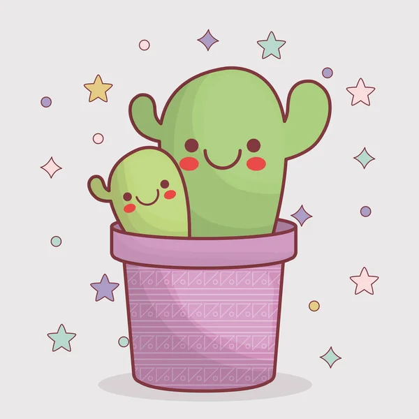 Icono de cactus kawaii — Vector de stock