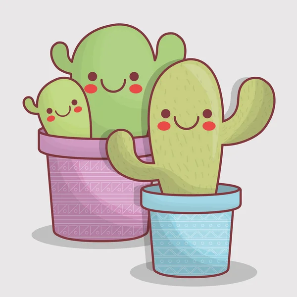 Icono de cactus kawaii — Vector de stock