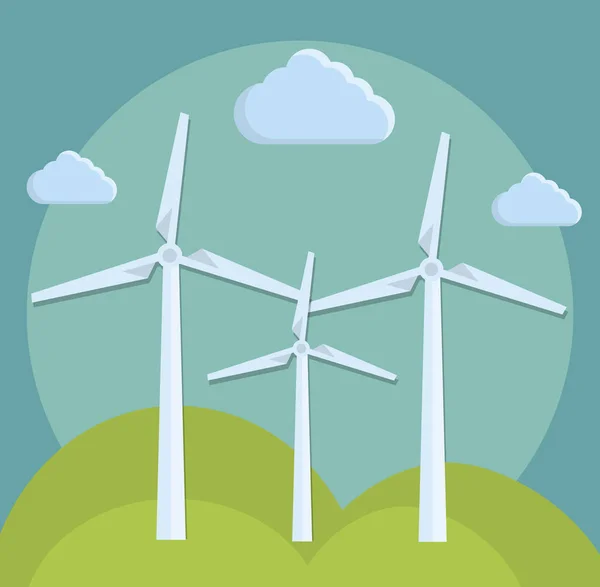 Projeto de turbinas eólicas —  Vetores de Stock