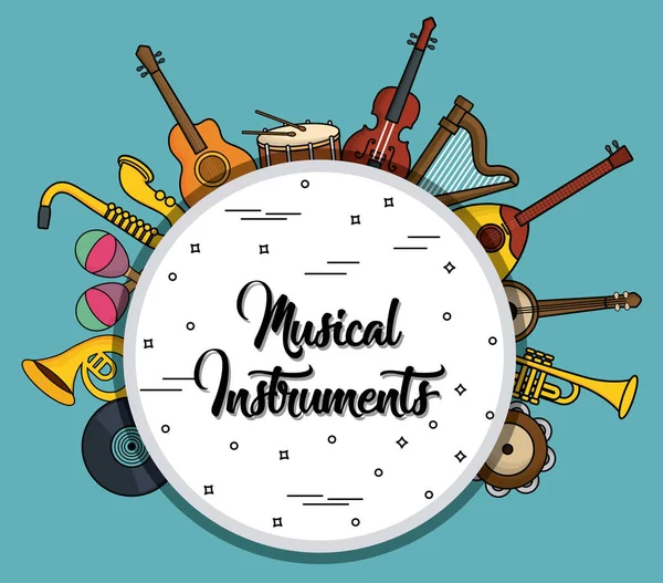 Musical instruments design — Stock Vector