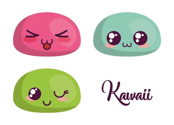 Kawaii dibujos animados caras icono — Vector de stock