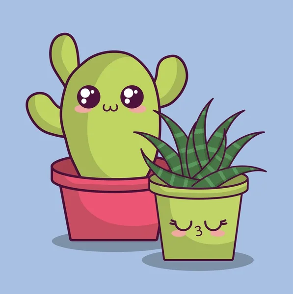 Diseño de cactus kawaii — Archivo Imágenes Vectoriales