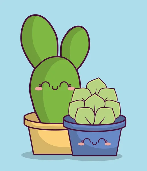 Conception de cactus kawaii — Image vectorielle