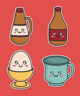 Kawaii kahvaltı gıda tasarım