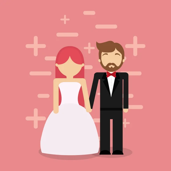 Conception de couple de mariage — Image vectorielle