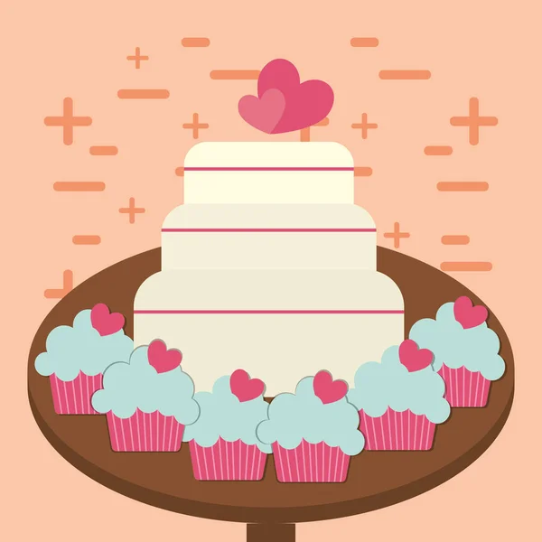 Design de bolo de casamento —  Vetores de Stock