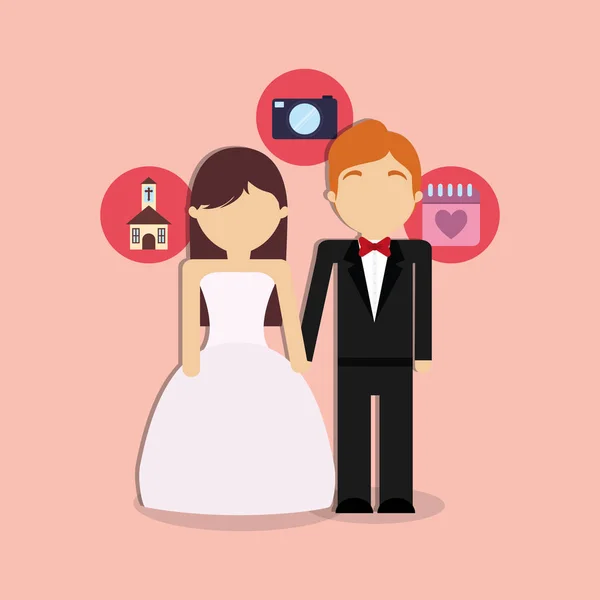 Boda pareja diseño — Vector de stock