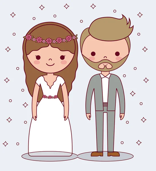 Çizgi film düğün çift simgesi — Stok Vektör