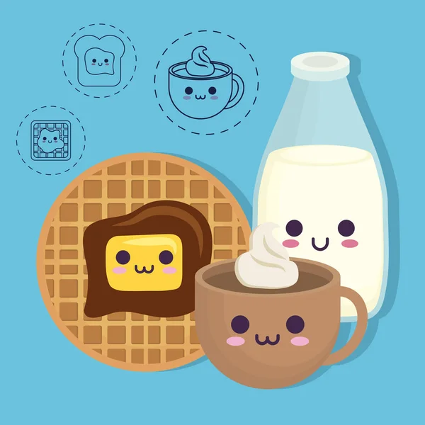 Vetor De Café Da Manhã De Kawaii Ilustração do Vetor - Ilustração de  alaranjado, forma: 219311750