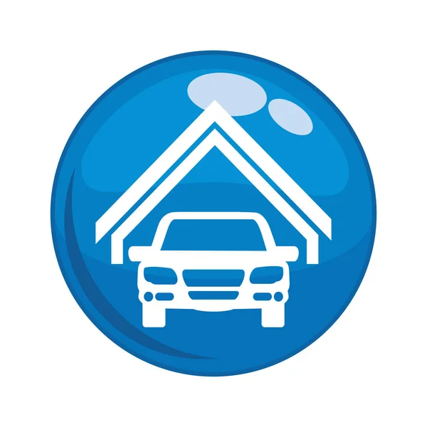 Veículo de carro no ícone de botão de garagem — Vetor de Stock