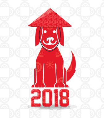 mutlu Çin yıl 2018 yıl köpek tasarım