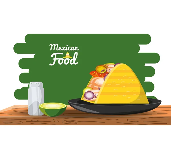 Mexicana comida tradicional taco — Vetor de Stock