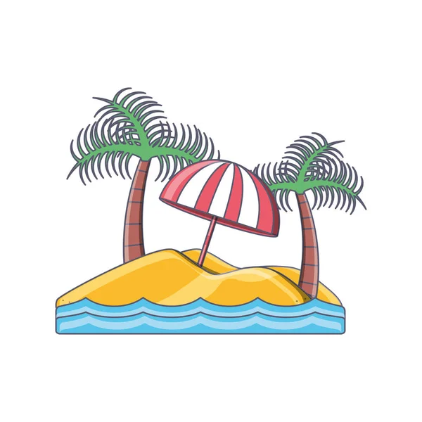热带海岛与棕榈树海滩假期 — 图库矢量图片