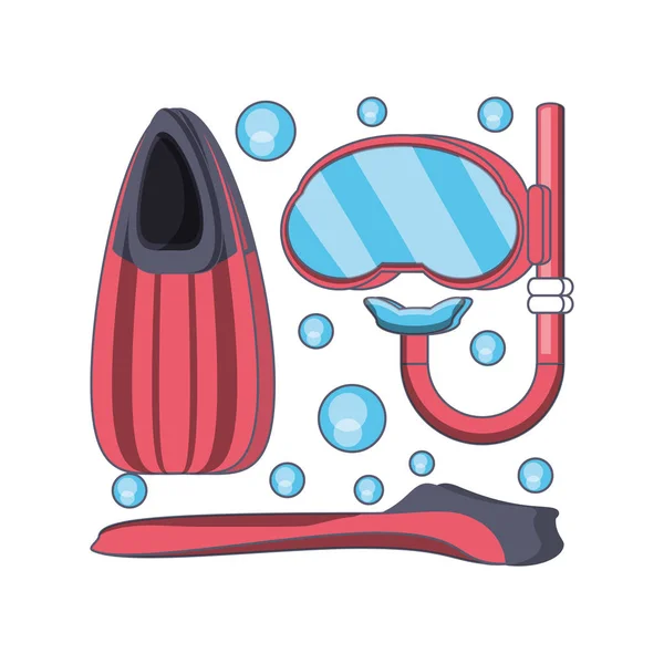 Водолазная маска и трубка для подводного плавания — стоковый вектор