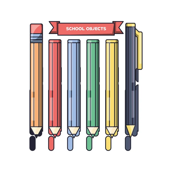 학 용품 색연필 — 스톡 벡터