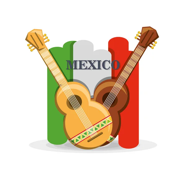 Мексиканский флаг с традиционным мексиканским символом — стоковый вектор
