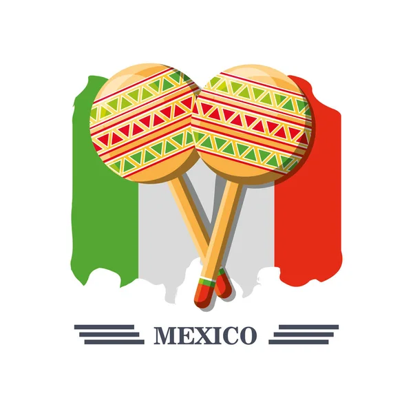 Símbolo mexicano maracas musicales — Vector de stock