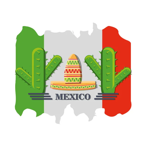 Bandera mexicana con símbolo tradicional mexicano — Vector de stock
