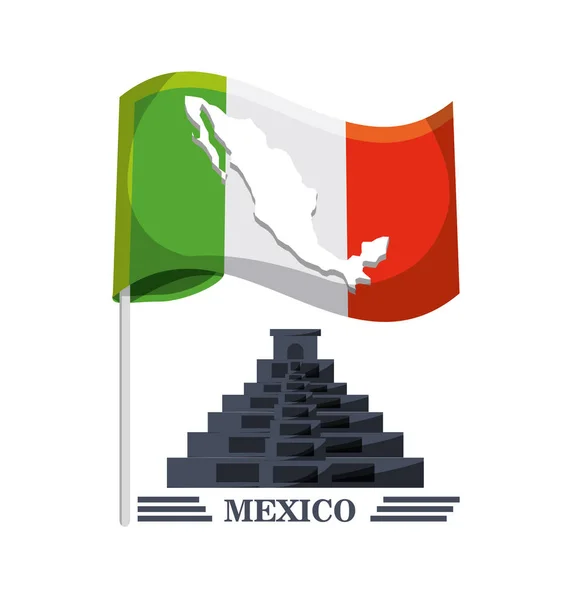 Bandera mexicana con símbolo tradicional mexicano — Vector de stock