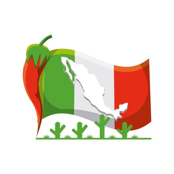 Bandera mexicana con símbolo tradicional mexicano — Archivo Imágenes Vectoriales