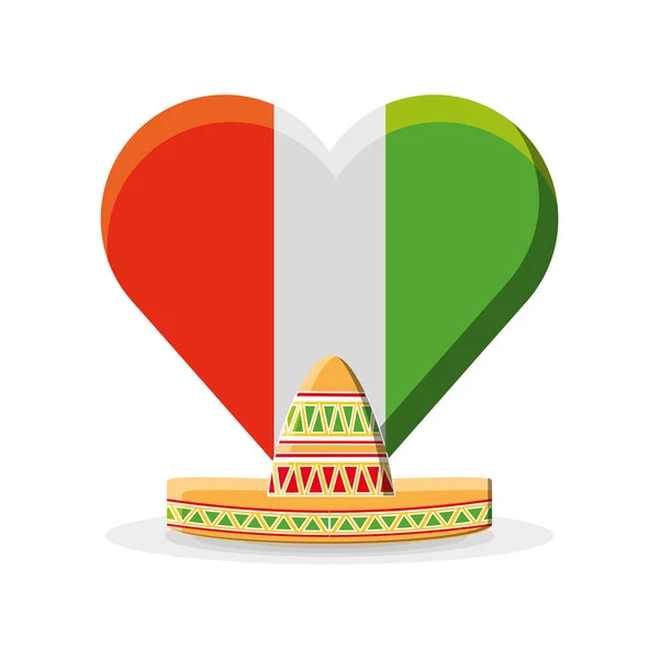 Bandeira mexico em forma de coração —  Vetores de Stock
