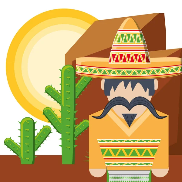 Mexican man wearing traditional clothes — Stock Vector