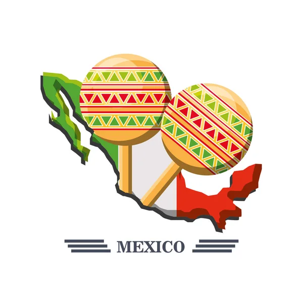 Symbole mexicain maracas musicaux — Image vectorielle