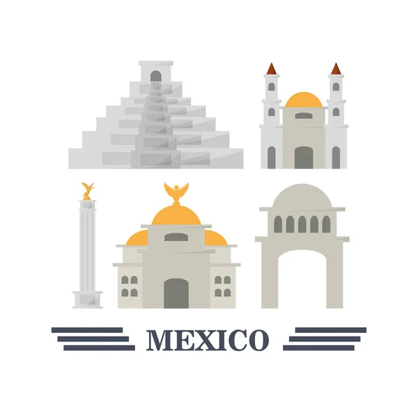 メキシコ アイコンのカラフルなセット — ストックベクタ