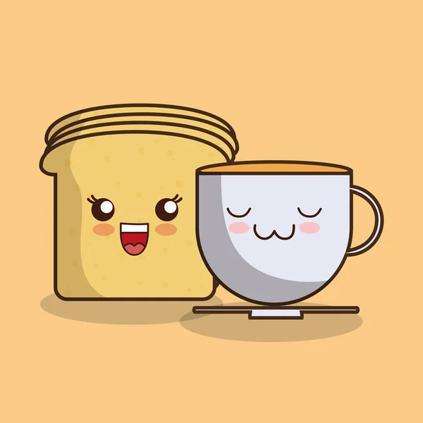 Diseño de alimentos kawaii — Vector de stock