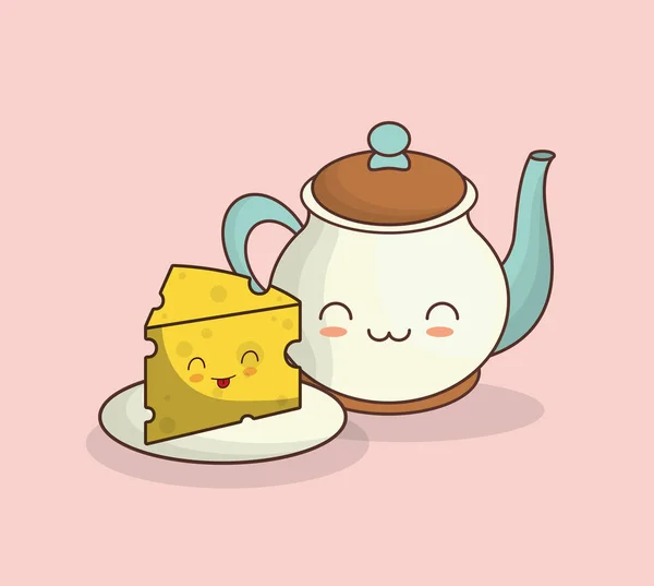 Cute teapot kitchen kawaii style Royalty Free Vector Image