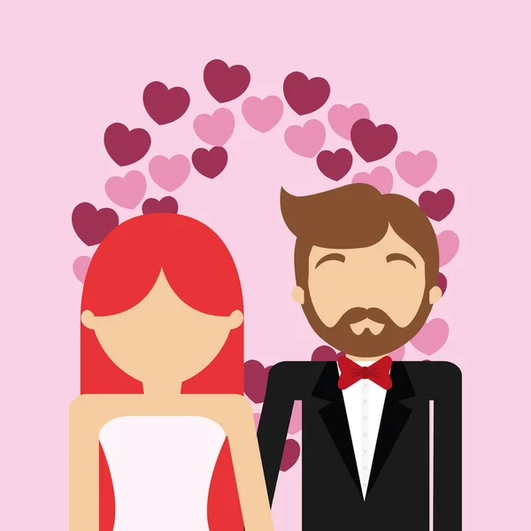 Conception de couple de mariage — Image vectorielle