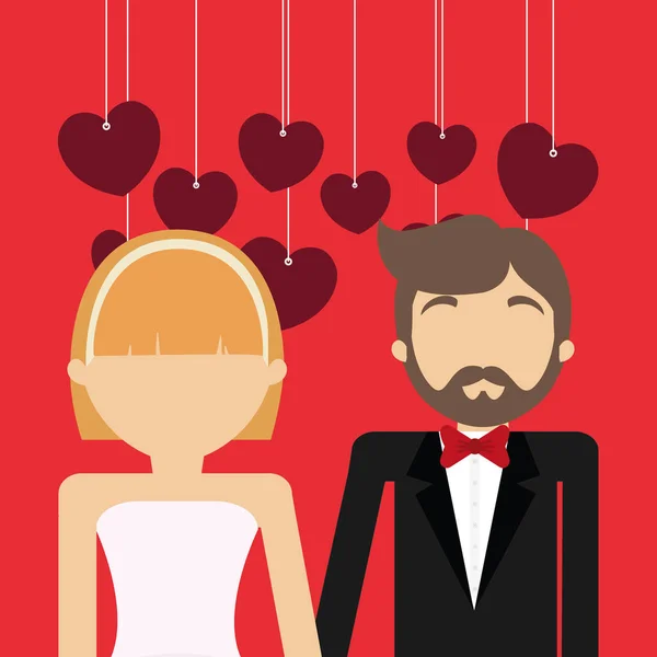 Conception de couple de mariage — Image vectorielle