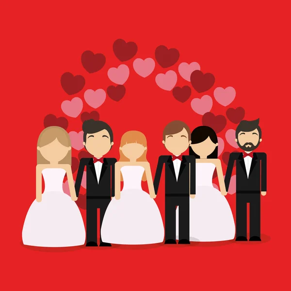 Conception de couple de mariage — Image vectorielle