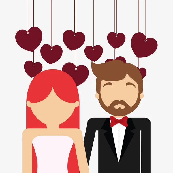 Conception de couple de mariage — Image vectorielle