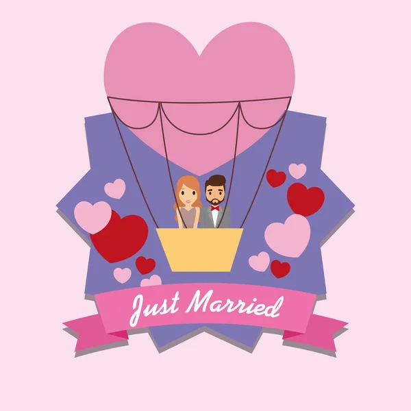 Just married couple design — Stock Vector