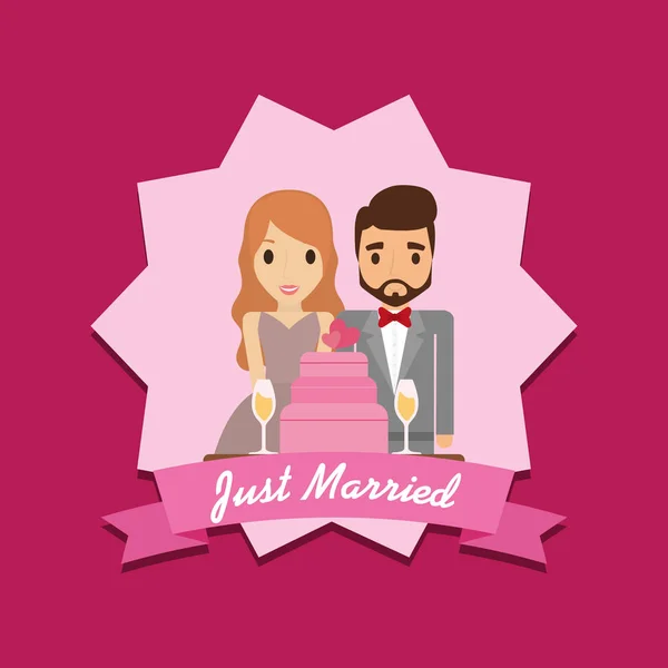 Just married couple design — Stock Vector