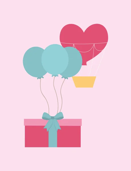 Coffret cadeau et ballons — Image vectorielle