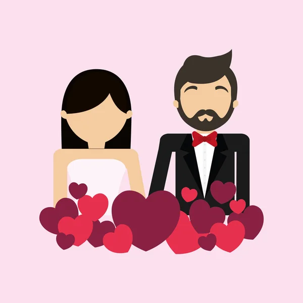Yeni evli çift tasarım — Stok Vektör